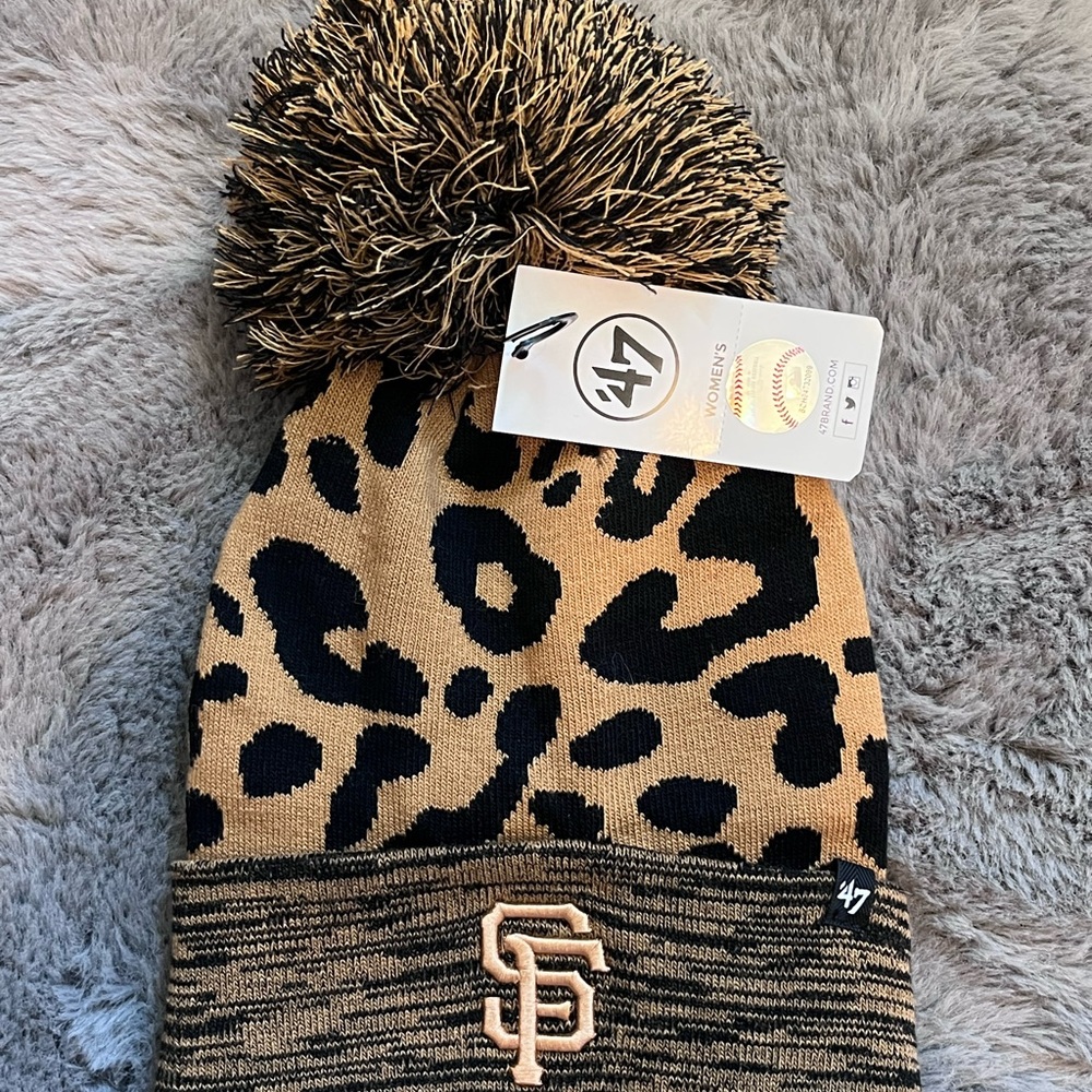 San Francisco Giants Leopard Print Beanie with Pom-Pom